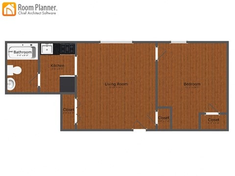 Floor plan for 1 bed, 1 bath, 500 sqft